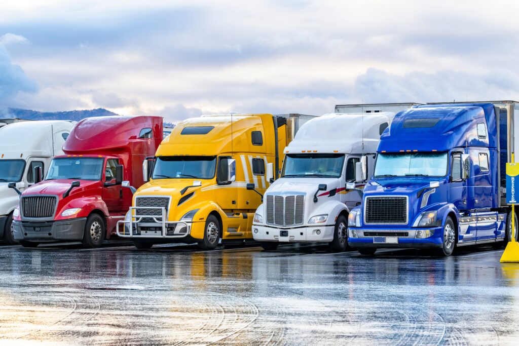 Carriers lined up in a lot as customers consider carrier procurement for shipments